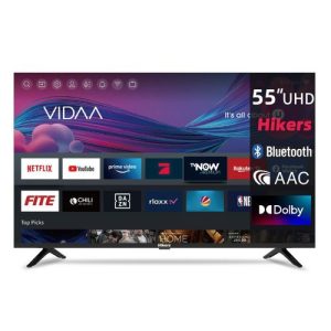 Hikers Smart Tv 55" 4K UHD ,Frameless, 1.5G+8G, IR Remote,Vidaa TV - Black